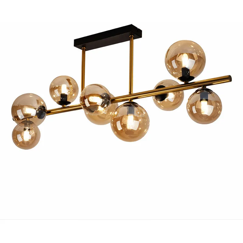 Etc-shop - Lampada da soffitto con sfera in vetro Faretto Lampade da soffitto sfere in vetro Tavolo da pranzo, led ottone ambra 9 luci, 3,5W 350lm