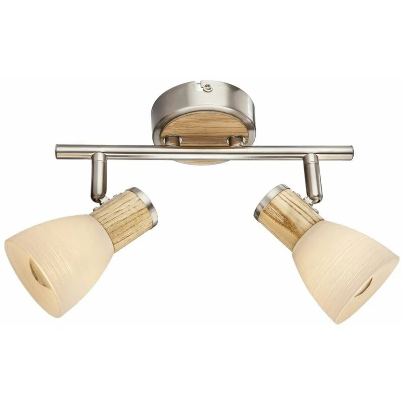 Lampada da soffitto dimmer in legno con lampada spot in vetro, telecomando mobile in un set con illuminazione a led rgb