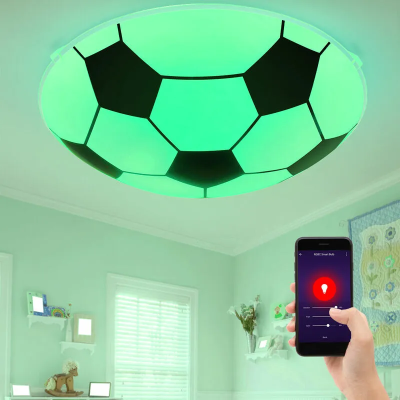 Lampada da soffitto per bambini Smart Home dimmable Football Glass Light Alexa Google in un set che include lampadine led rgb