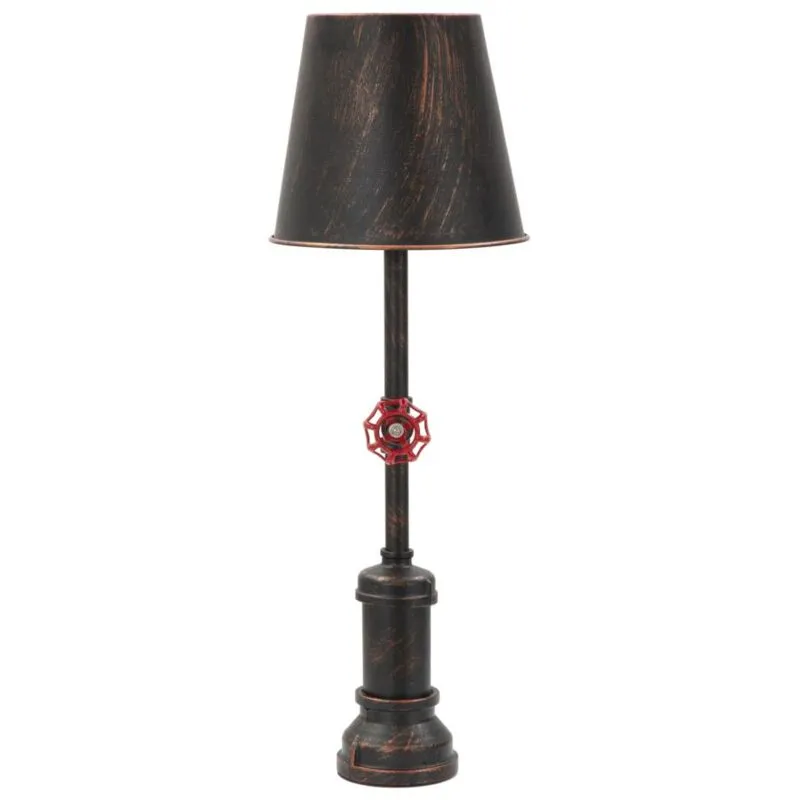 Giordanoshop - Lampada da Tavola Manhattan Simple Ø21x64 cm in Ferro Nero Rame e Rosso