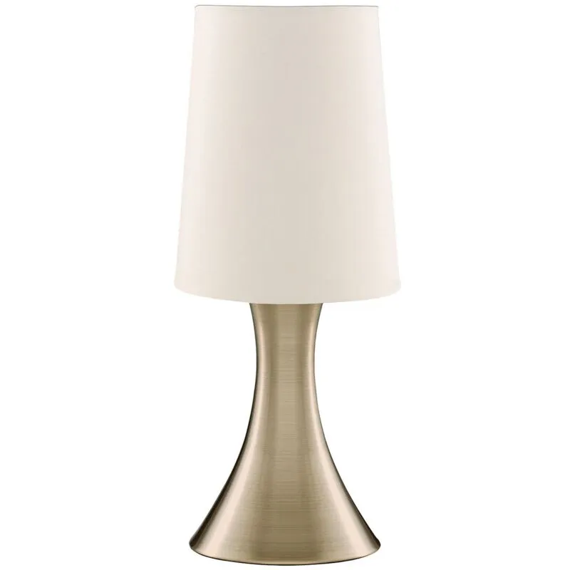 Searchlight - Abatjour Contemporaneo Tocco Acciaio Ottone Tessuto Crema 1 Luce E14