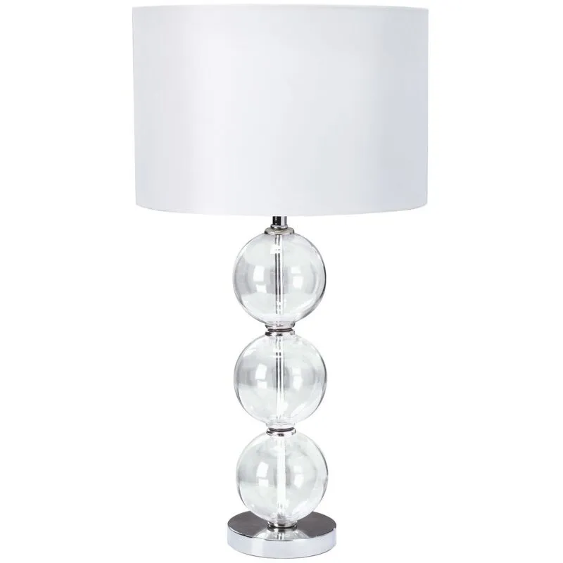 Lampada Da Scrivania Classico Bliss Acciaio Cromo Vetro Bianco 1 Luce E27