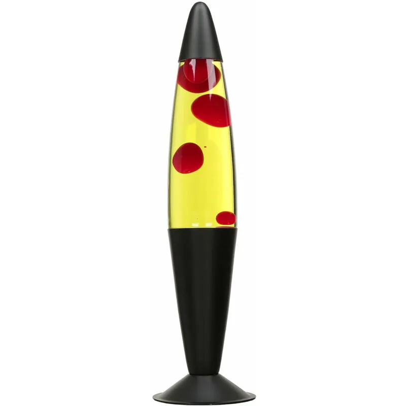 Lampada Lava suggestivo design retrò con liquido giallo e cera rossa altezza 42 cm - Rosso, giallo, nero