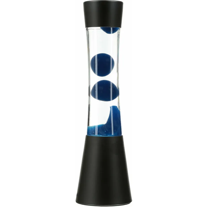 Lampada Lava design vintage in stile anni ´60 ´70 A:39,5 cm con liquido trasparente e cera di color blu Luce d'Ambiente Ringo - Blu, trasparente,