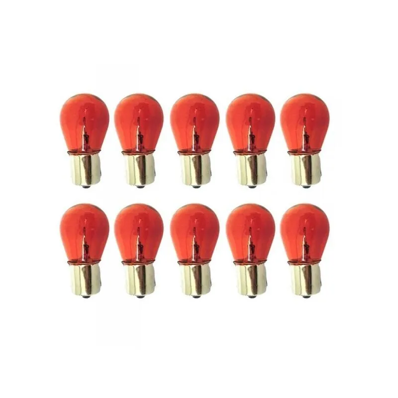 Carall - 10 Pezzi Lampada Alogena S25 PY21W BA15S 12V 21W Arancione Piedi Dritti