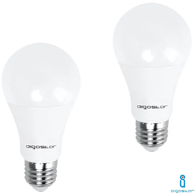 2x lampadina led E27 17W 6400K bianco freddo A60 a+ 1445LM 280° fascio ampio Aigostar A5