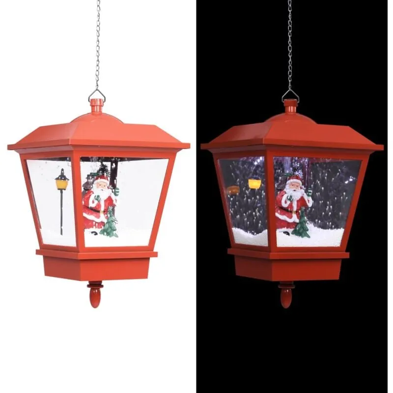 vidaXL Lampada Natalizia Sospesa LED e Babbo Natale Rossa 27x27x45 cm