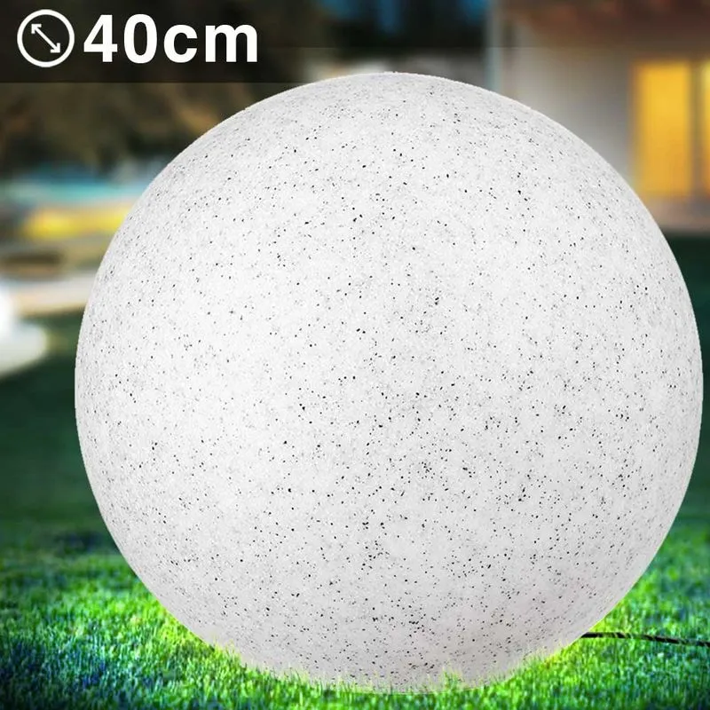 Lampada Sfera Giardino 40cm Luce Illuminazione Esterno Attacc E27 Effetto Pietra