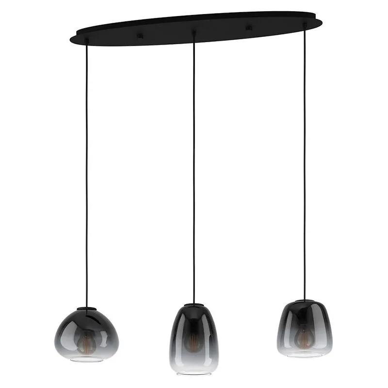 Lampadario Contemporaneo Aguilares 3 Luci Metallo Nero