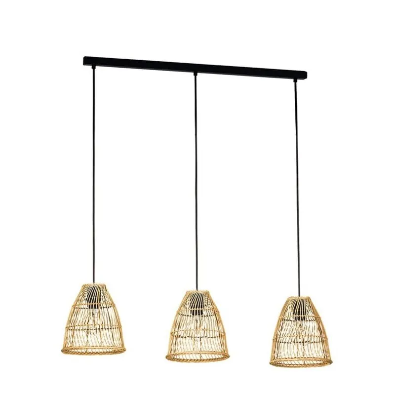 Lampadario Industrial Ayesgarth 3 Luci Acciaio Nero