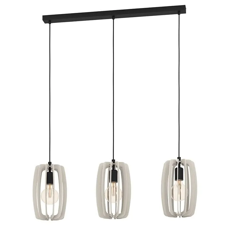 Lampadario Industrial Bajazzara 3 Luci Acciaio Nero Diffusore Grigio