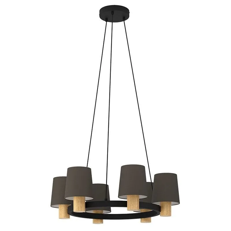 Lampadario Moderno Edale Piccolo 6 Luci Metallo Nero e Marrone