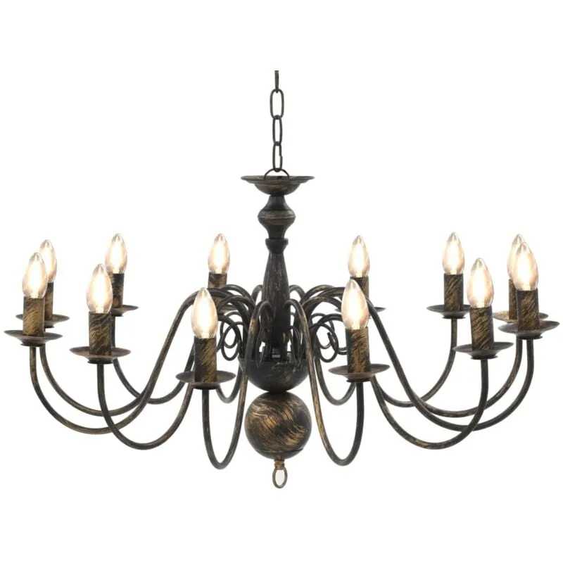 Candelabro Stile Anticato Nero 12 Lampadine E14 Vidaxl