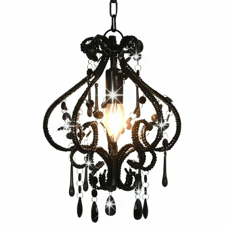 Lampadario con Perle Rotondo E14 Design Elegante vari colori colore : nero
