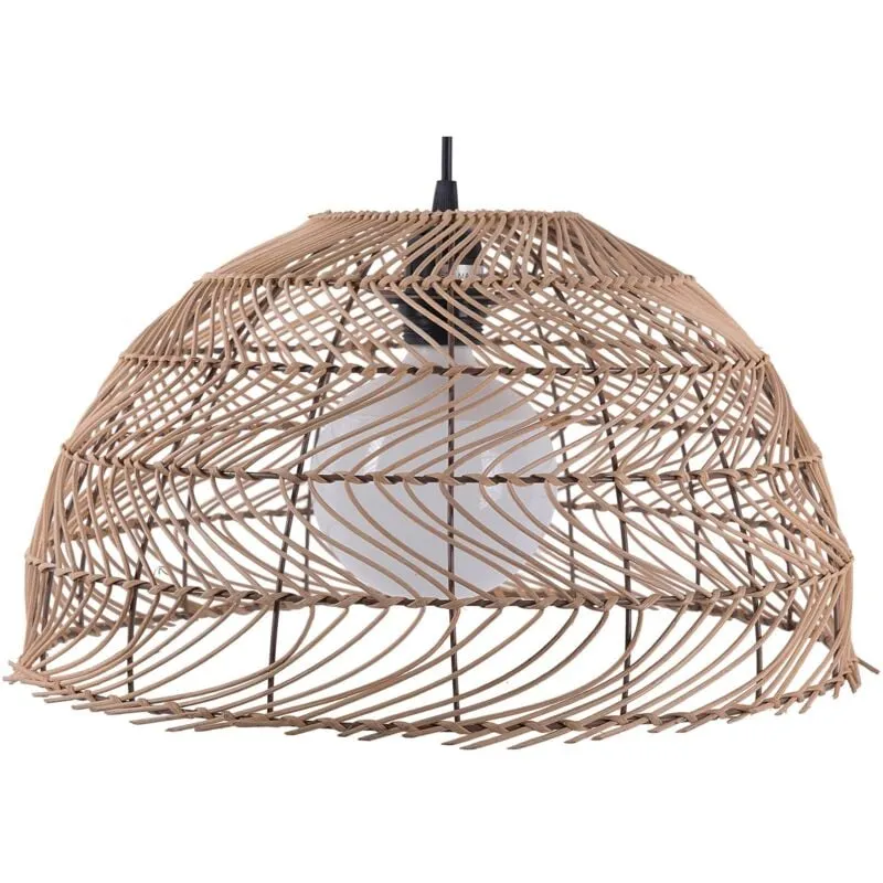 Lampadario con Paralume Semisferico Rattan Marrone Chiaro Stile Etnico Selenge