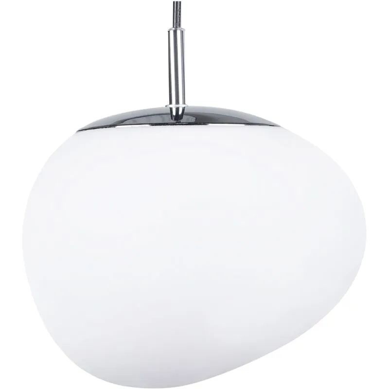 Lampada in Vetro Bianco e Argento Forma Irregolare 1 Luce Moderna Liffel