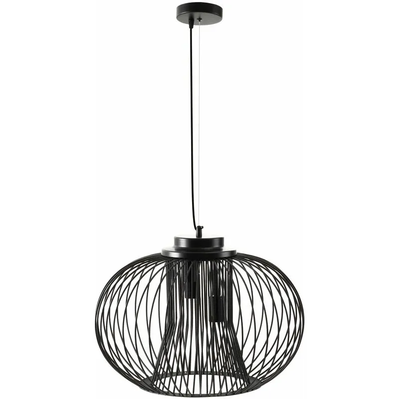 Lampadario Moderno Ø50x150 cm E27 in Metallo Nero