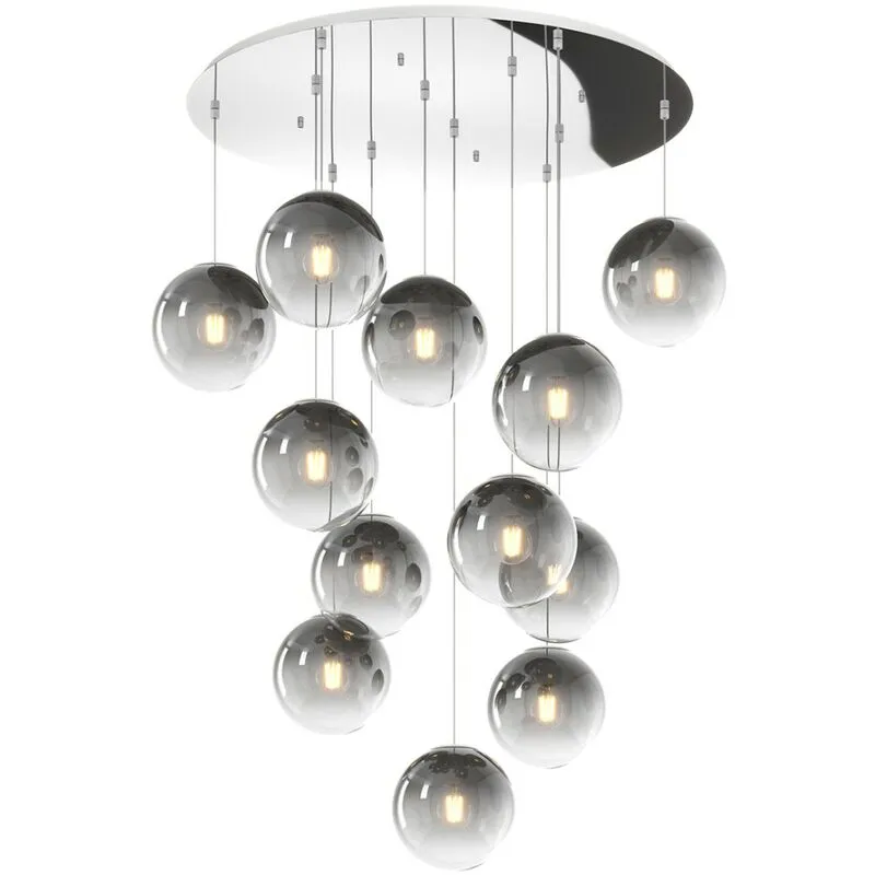 Lampadario moderno top light big eclipse 1194 cr s12 tp fu e27 led vetro lampada soffitto multiluce sfera globo