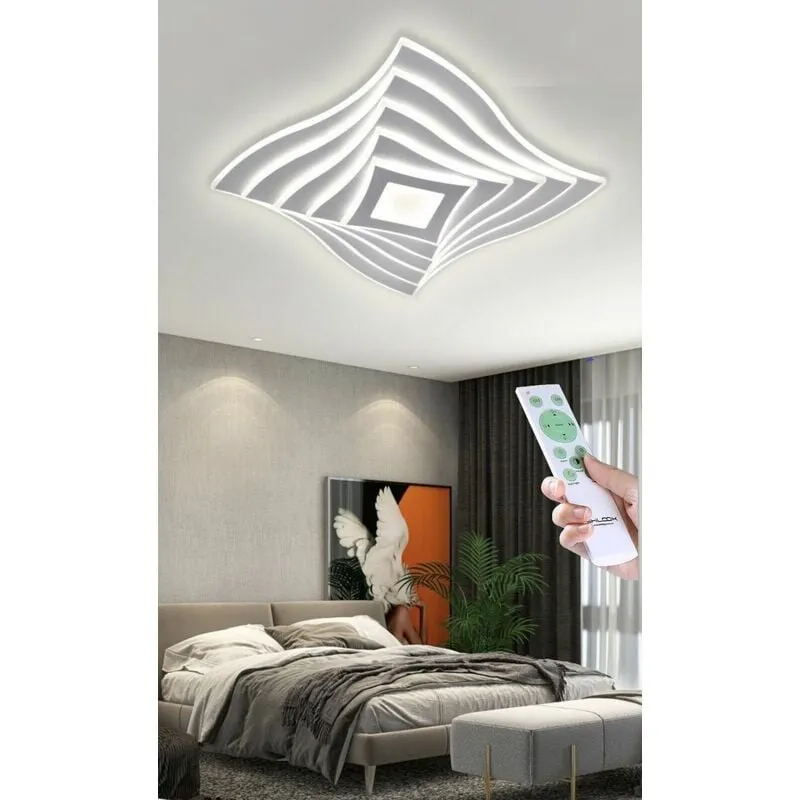 Lampadario Plafoniera Illuminazione quadrata Led Moderno 75W Luce Per Soffitto dimmerabile con telecomando