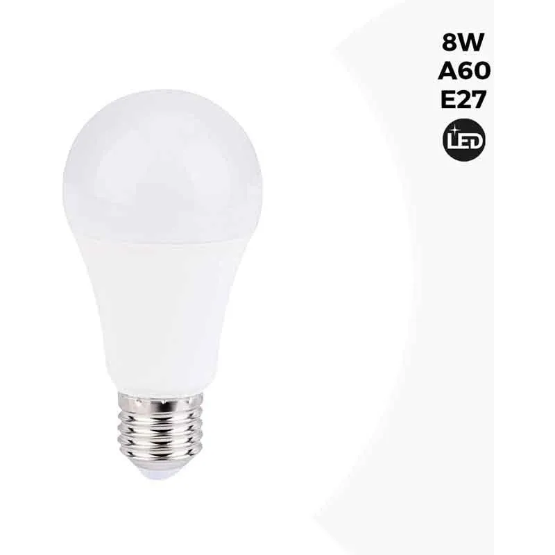 Lampadina 12-24V DC 8W E27 A60 per roulotte, camper e barche - Bianco Caldo