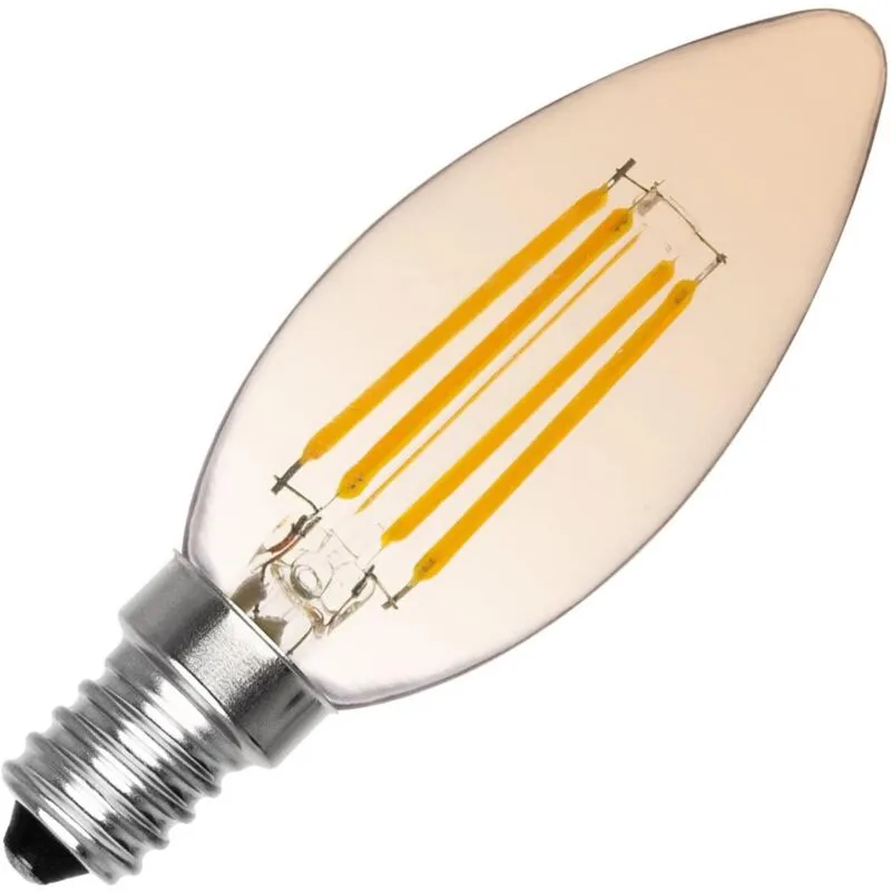 Efectoled - Lampadina Filamento led E14 C35 6W 600 lm Regolabile Candela Gold Bianco Caldo No Flicker 2700K