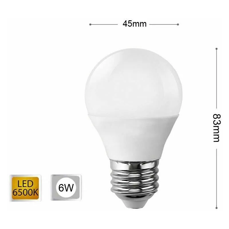 Lampadina Led 6 w Lampadine a Sfera Luce Bianca E27 6w e 27 G45