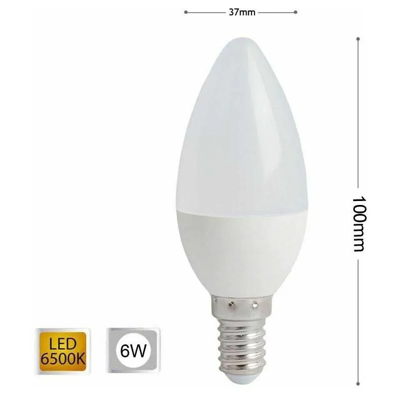 Lampadina Led 6 w Oliva Luce Bianca E14 e Candela 6w 14 C36