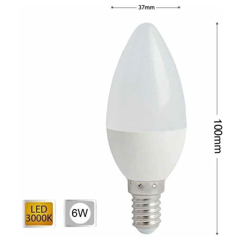 Lampadina Led 6 w Oliva Luce Calda E14 e Candela 6w 14 C36