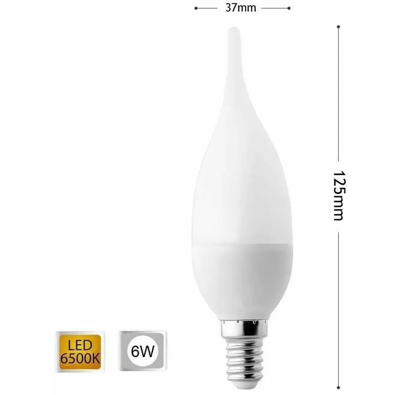 Lampadina Led 6 w Soffio Colpo Di Vento Luce Bianca E14 6w C37