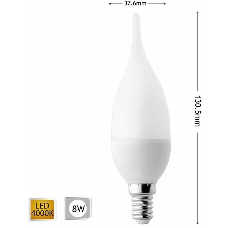 Lampadina Led 8 w Soffio Colpo Di Vento Luce Naturale E14 8w C37