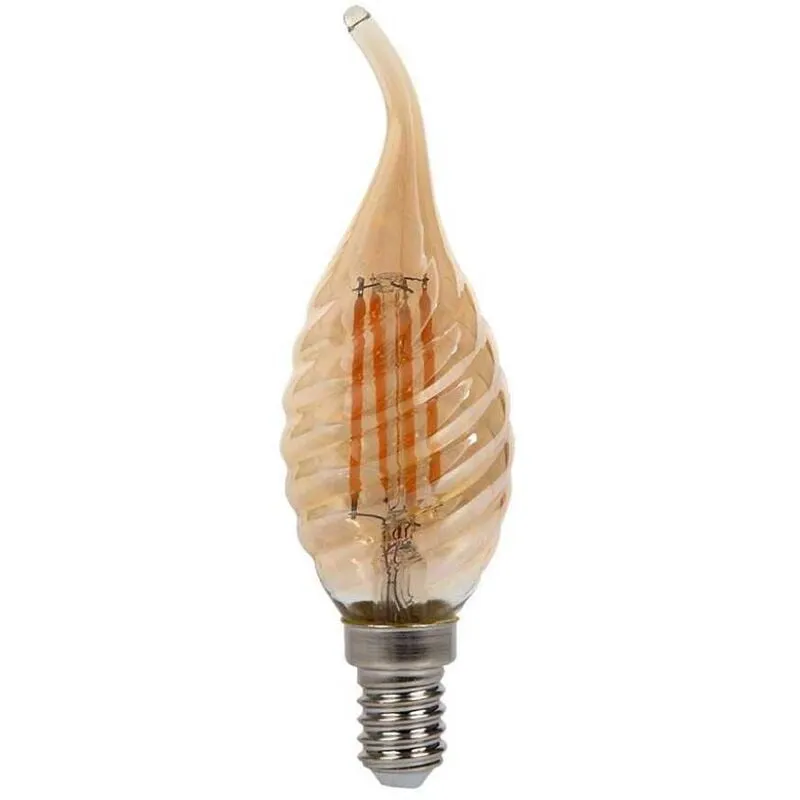 V-tac - VT-1947 Lampadina soffio di vento led Vetro tortiglione lampada Ambrata 4W filamento E14 2200K - 217116