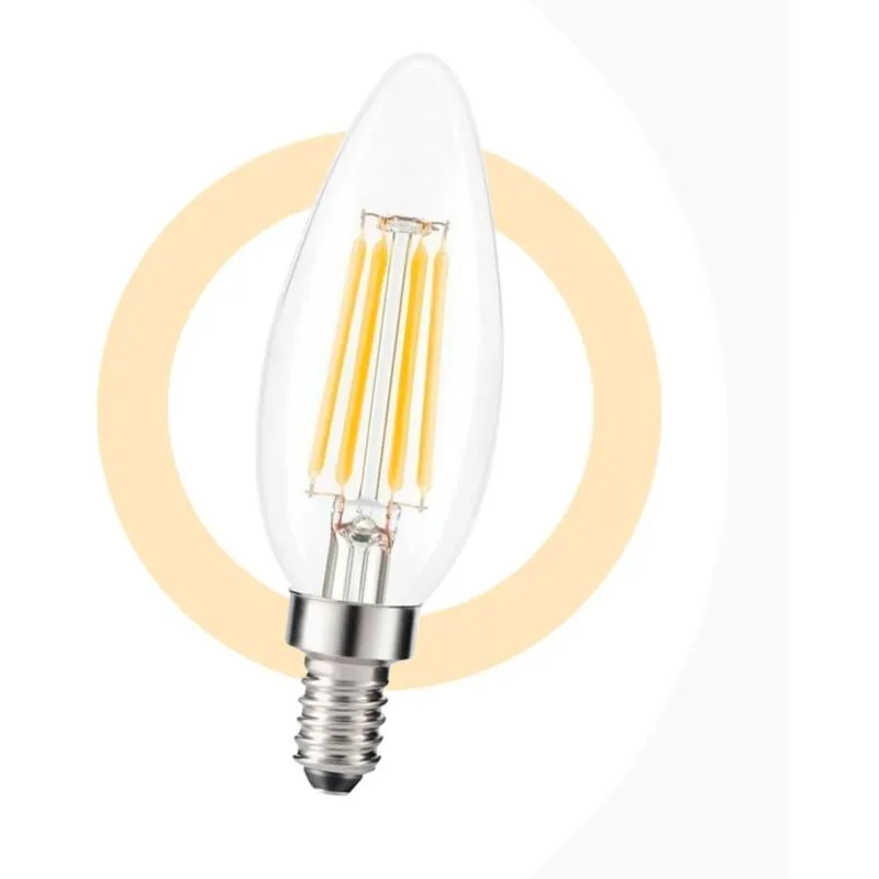 Barcelona Led - Lampadina led a candela C35 filamento E14 5W trasparente - Bianco Neutro