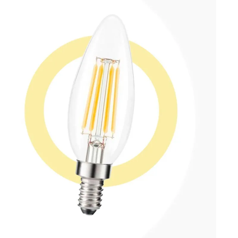 Barcelona Led - Lampadina led a candela C35 filamento E14 5W trasparente - Bianco Caldo