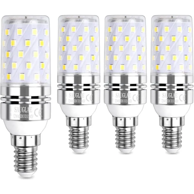 Lampadina LED a mais da 12 W, equivalente a 100 W, E14, bianco freddo 6000 K, 1200 LM, pacco da 4