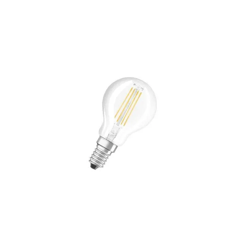 Lampadina led in vetro trasparente, sfera E14, 2,5W, bianco caldo.