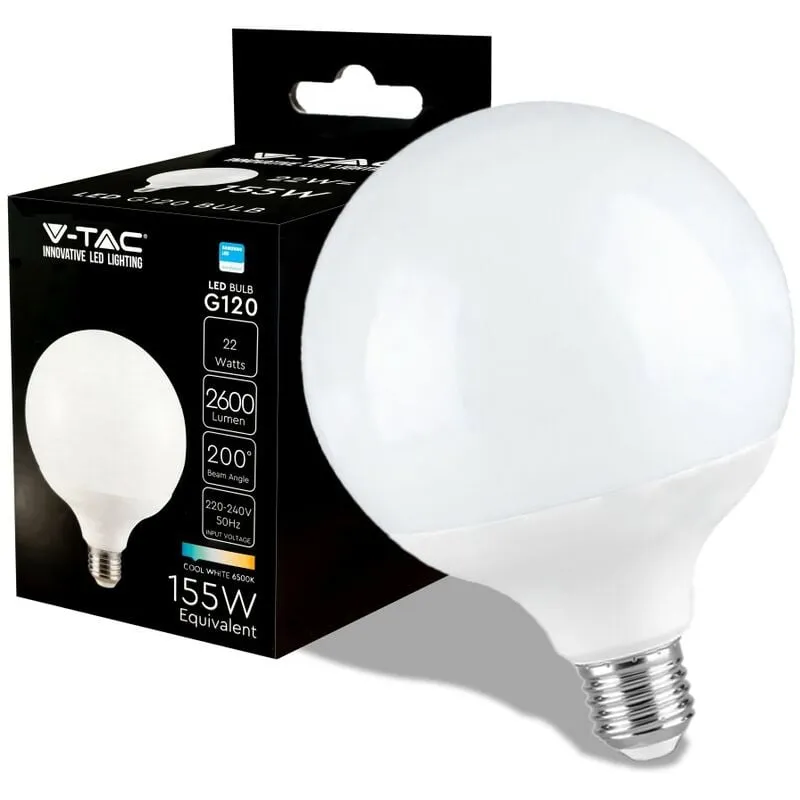 V-tac - pro VT-242 lampadina led E27 22W globo G120 chip samsung 2600 lumen - sku 2120021 / 2120022 / 2120023 - Colore Luce: Bianco Freddo