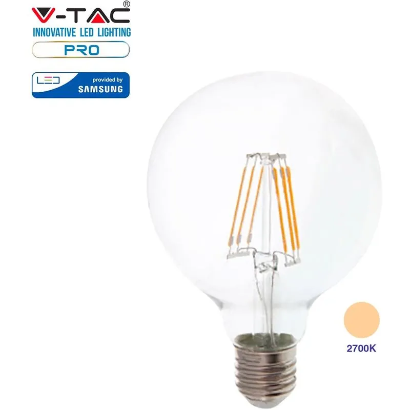 V-tac - pro VT-286 lampadina led filamento E27 6W globo G95 chip samsung - sku 294