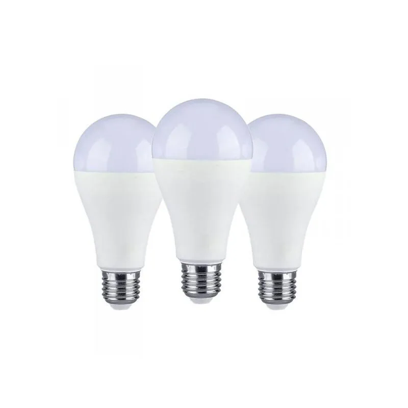 3 pz Lampada Led E27 A65 15W Bianco Caldo 2700K Bulbo Sfera 1350 Lumen SKU-2819