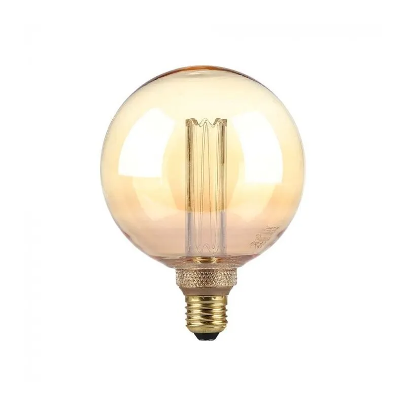 VT-2195 Lampadina led globo 4W E27 G125 vetro ambrato con incisioni laser filamento bianco caldo 1800K - 217475 - V-tac