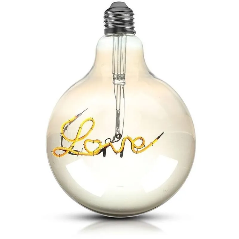 VT-2205 Lampadina led scritta Love 5W globo filamento E27 G125 vetro ambrato oscurato bianco caldo 2200K - sku 2700 - V-tac