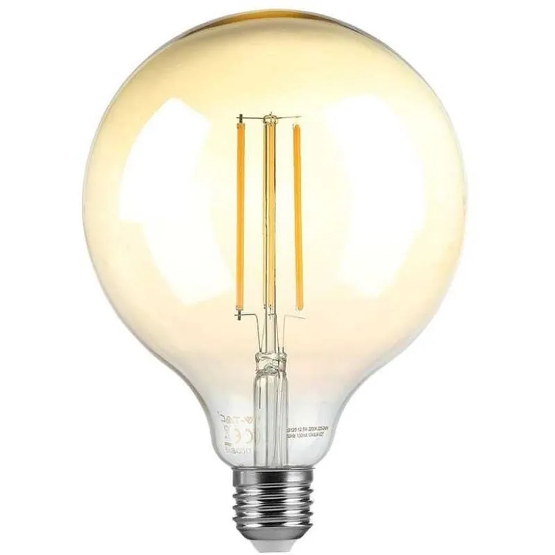  VT-2018 Lampadina globo led filamento 8W vintage E27 ambrata G125 dimmerabile luce 2200k sku 217155