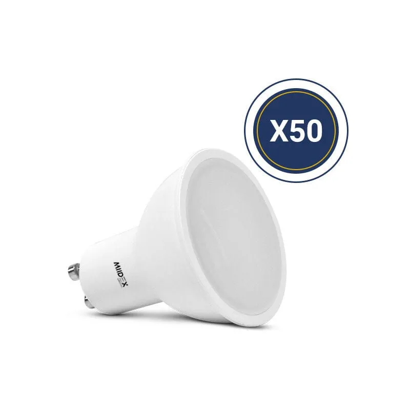 Miidex Lighting - Lampadina led GU10 - 5,4W - 4000K Bianco Naturale - 650lm - 120° - Confezione da 50