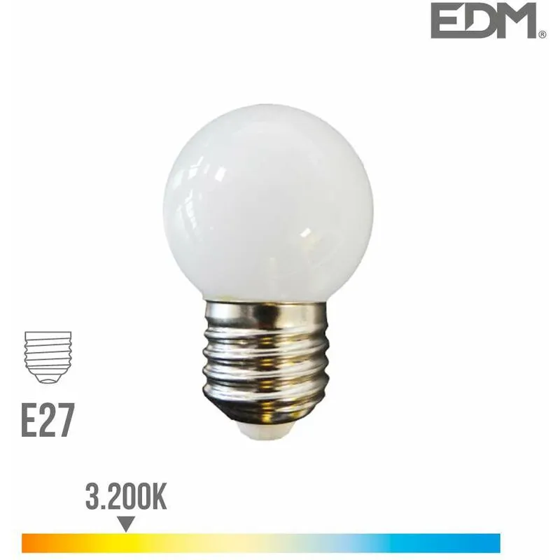  - Lampadina led Rotonda E27 da 1,5W equivalente a 15W - Bianco Caldo 3000K