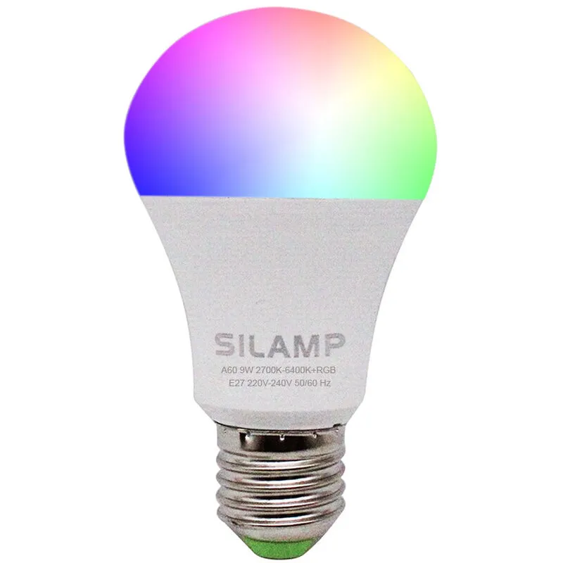 Silamp - Lampadina WiFi Intelligente led Smart Multicolor E27 9W Compatibile Alexa Google