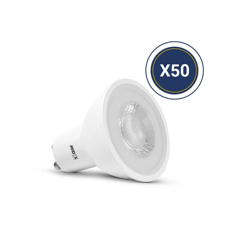 Miidex Lighting - Lampadina led GU10 Spot 7W - Bianco Hot 3000K - 660lm - 38° - Confezione da 50