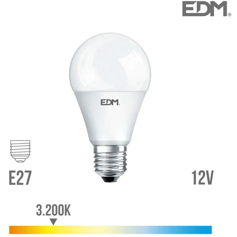  - Lampadina led E27 12V 10W Rotonda A60 equivalente a 60W - Bianco Caldo 3200K