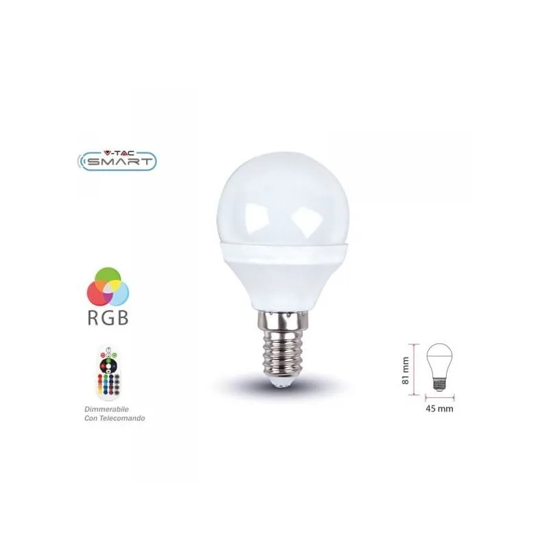 Lampada A Led E14 P45 3.5W RGBW 4000K Con Telecomando Dimmerabile Bulbo 320LM SKU-2776