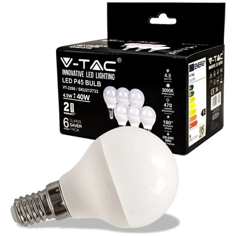  VT-2266 Lampadina LED Mini globo SMD P45 4.5W E14 bianco naturale 4000K - (box 6 pezzi) SKU 212734