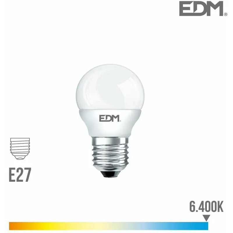  - Lampadina led E27 6W Equivalente tondo 40W - Giorno Bianco 6400K