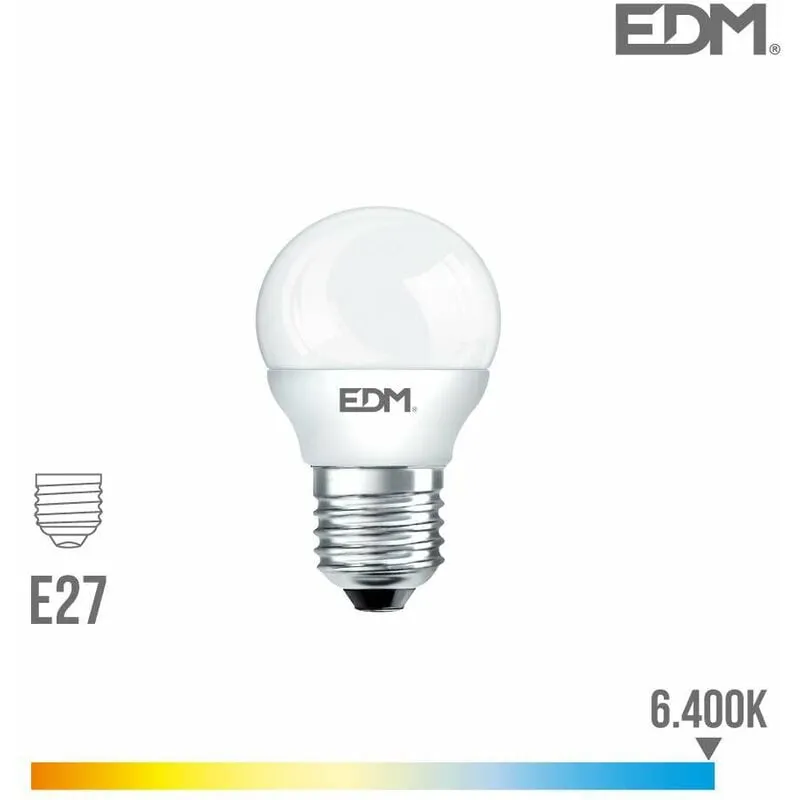  - Lampadina led rotonda E27 da 7W equivalenti a 48W - Day White 6400K